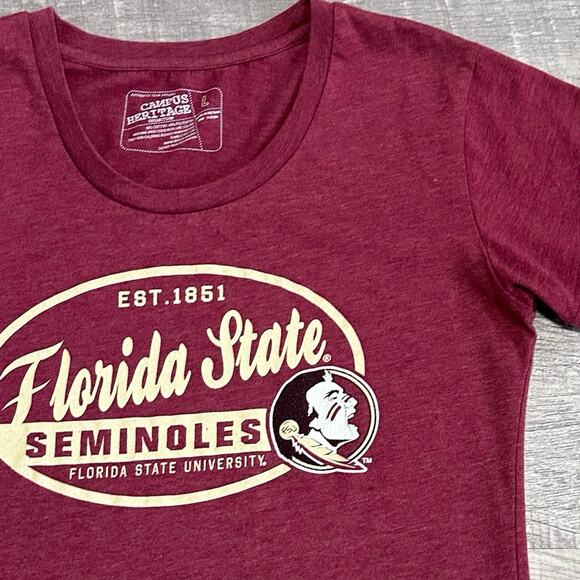 Campus Heritage Florida State Seminoles Shirt Juniors L Short Sleeve Crewneck - Picture 2 of 7